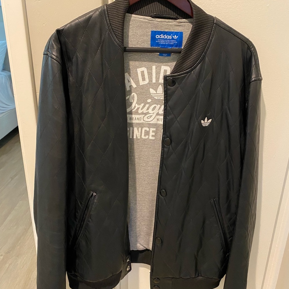 Adidas Originals Black Leather Jacket